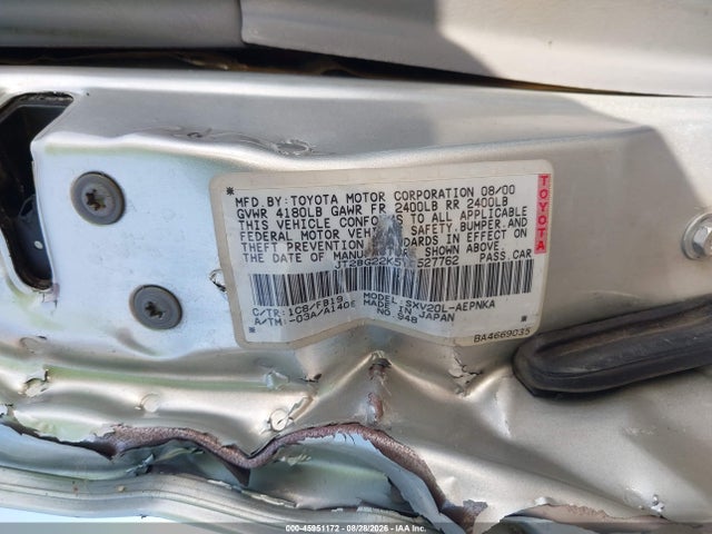 45951172 :رقم المزاد ، JT2BG22K5Y0527762 vin ، 2000 Toyota Camry Le مزاد بيع