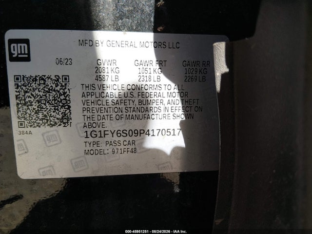 2023 Chevrolet Bolt Euv Fwd Lt მანქანა იყიდება აუქციონზე, vin: 1G1FY6S09P4170517, აუქციონის ნომერი: 45951251