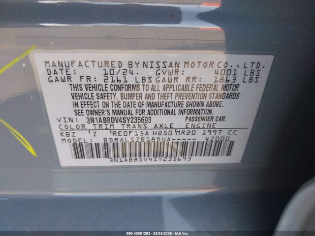 3N1AB8DV4SY235693 Nissan SENTRA SR