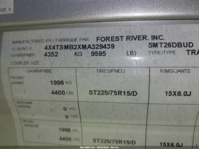 Forest River Other 2021 4X4TSMB2XMA329439 Image 9