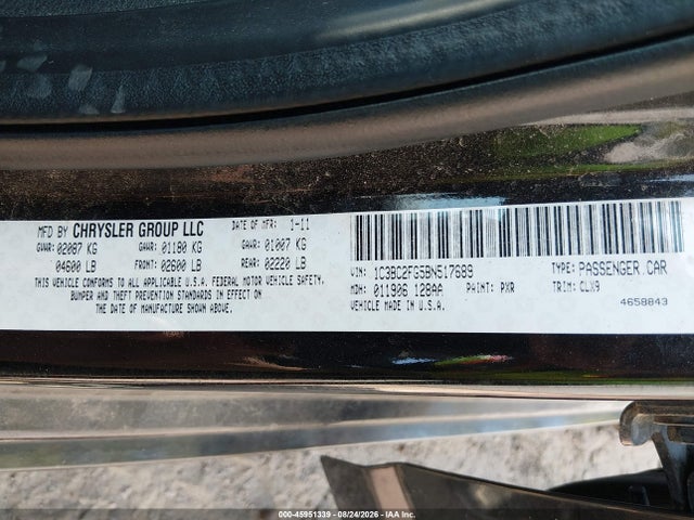 Aukcja sprzedaży 2011 Chrysler 200 Limited, vin: 1C3BC2FG5BN517689, numer aukcji: 45951339