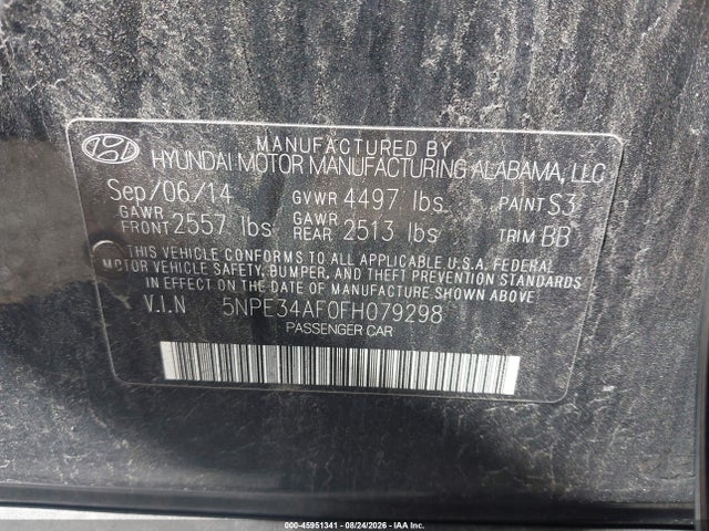 Продажа на аукционе авто 2015 Hyundai Sonata Limited, vin: 5NPE34AF0FH079298, номер лота: 45951341