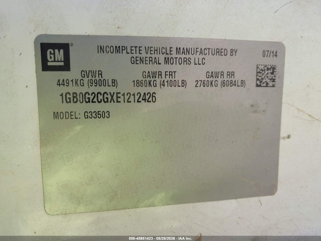 Продаж на аукціоні авто 2014 Chevrolet Express Cutaway 3500, vin: 1GB0G2CGXE1212426, номер лоту: 45951423