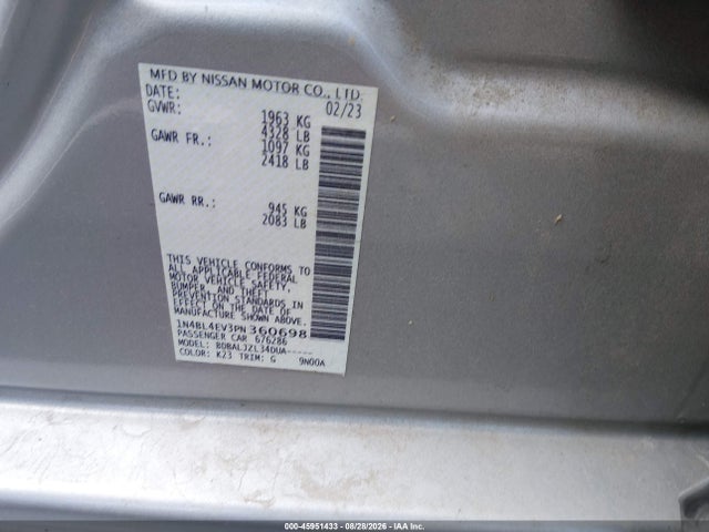 Nissan Altima Sl Fwd 2023 1N4BL4EV3PN360698 Image 9