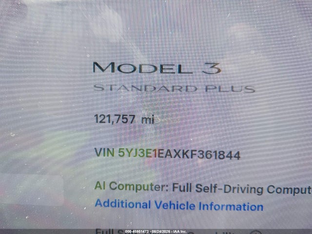 45951473 :رقم المزاد ، 5YJ3E1EAXKF361844 vin ، 2019 Tesla Model 3 Long Range/mid Range/standard Range/standard Range Plus مزاد بيع