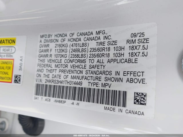 2HKRS3H41TH314449 Honda Cr-v Ex 2wd