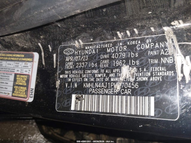 45951551 :رقم المزاد ، KMHLN4AJ1PU070456 vin ، 2023 Hyundai Elantra Hybrid Limited مزاد بيع
