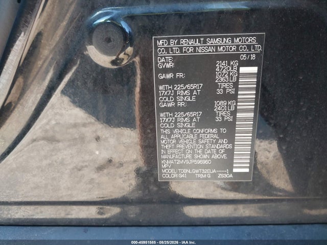 Nissan ROGUE SV 2018 KNMAT2MV9JP596960 Image 9