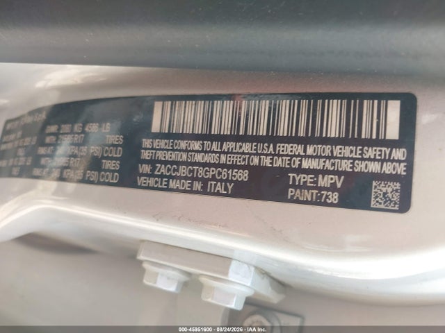 45951600 :رقم المزاد ، ZACCJBCT8GPC61568 vin ، 2016 Jeep Renegade Trailhawk مزاد بيع