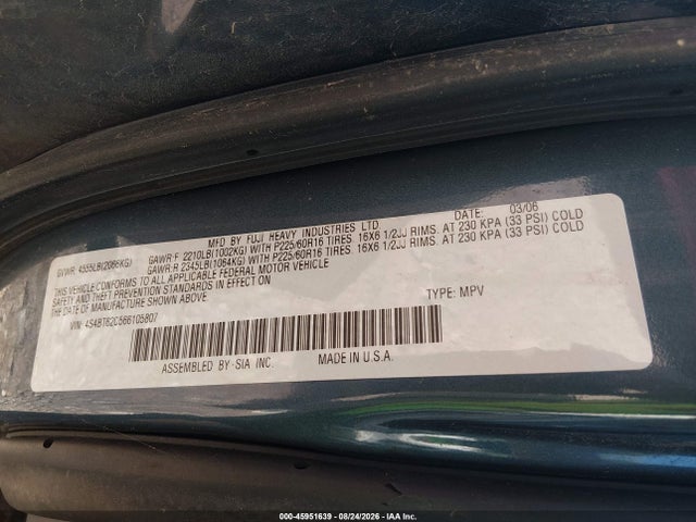 Продажа на аукционе авто 2006 Subaru Baja Sport, vin: 4S4BT62C566105807, номер лота: 45951639