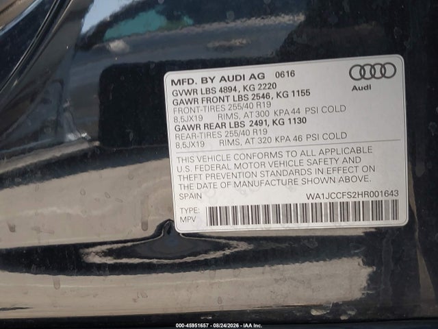 Audi Q3 2.0t Premium 2017 WA1JCCFS2HR001643 Image 9