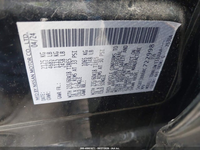 Продаж на аукціоні авто 2024 Nissan Rogue Sv Intelligent Awd, vin: 5N1BT3BB6RC722998, номер лоту: 45951671