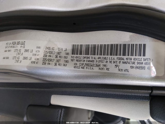 Продажа на аукционе авто 2016 Jeep Cherokee Sport, vin: 1C4PJMAB2GW313884, номер лота: 45951720