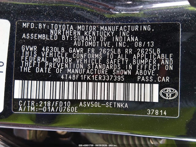 Toyota CAMRY LE 2014 4T4BF1FK1ER337395 Image 9