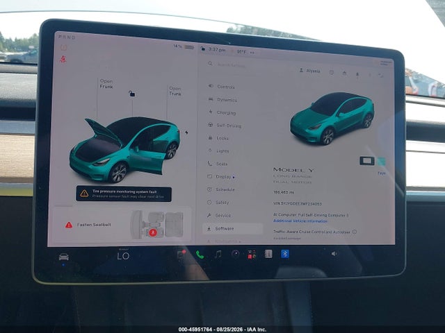 Aukcja sprzedaży 2021 Tesla Model Y Long Range Dual Motor All-wheel Drive, vin: 5YJYGDEE3MF234053, numer aukcji: 45951764
