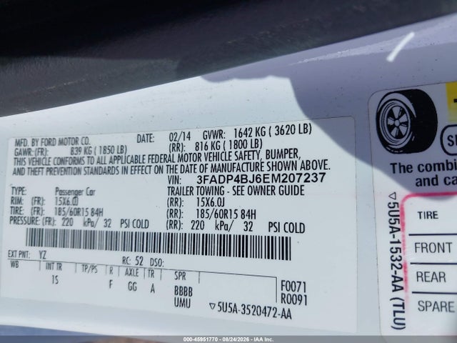 3FADP4BJ6EM207237 Ford FIESTA SE