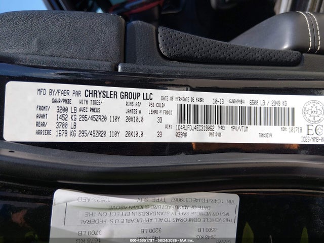 Продаж на аукціоні авто 2014 Jeep Grand Cherokee Srt, vin: 1C4RJFDJ4EC319062, номер лоту: 45951797
