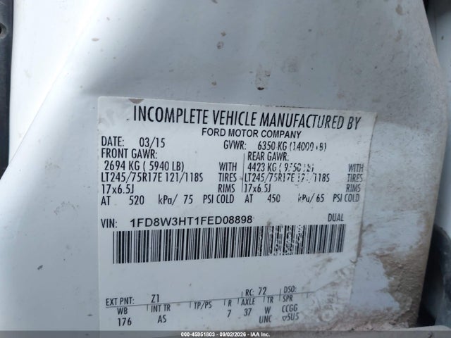 Ford F-350 Chassis Xl 2015 1FD8W3HT1FED08898 Image 8