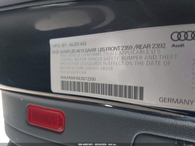 WAUHMAF46LN012200 Audi A4 Premium Plus 40 Tfsi Front-wheel Drive S Tronic