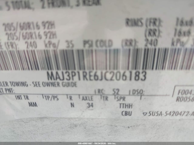 Aukcja sprzedaży 2018 Ford Ecosport S, vin: MAJ3P1RE6JC206183, numer aukcji: 45951887