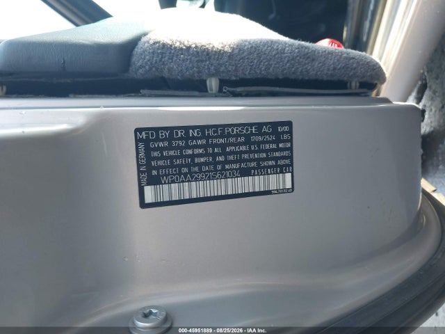 45951889 :رقم المزاد ، WP0AA29921S621034 vin ، 2001 Porsche 911 Carrera/carrera 4 مزاد بيع