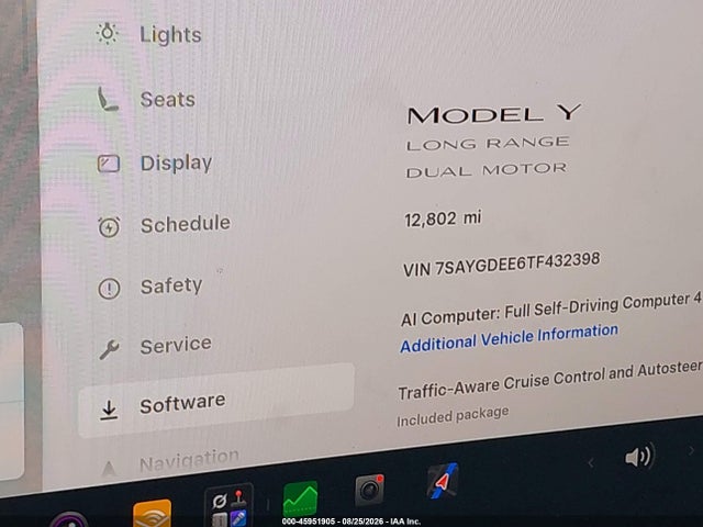 45951905 :رقم المزاد ، 7SAYGDEE6TF432398 vin ، 2026 Tesla Model Y All-wheel Drive/long Range Launch Series/premium All-wheel Drive مزاد بيع