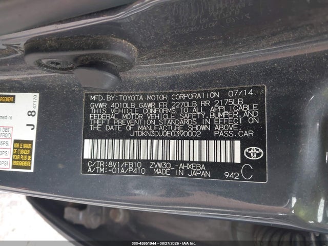 Toyota Prius Two 2014 JTDKN3DU0E0390002 Image 9