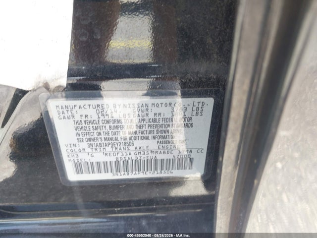 Продаж на аукціоні авто 2014 Nissan Sentra Fe+ S/fe+ Sv/s/sl/sr/sv, vin: 3N1AB7AP9EY218506, номер лоту: 45952040
