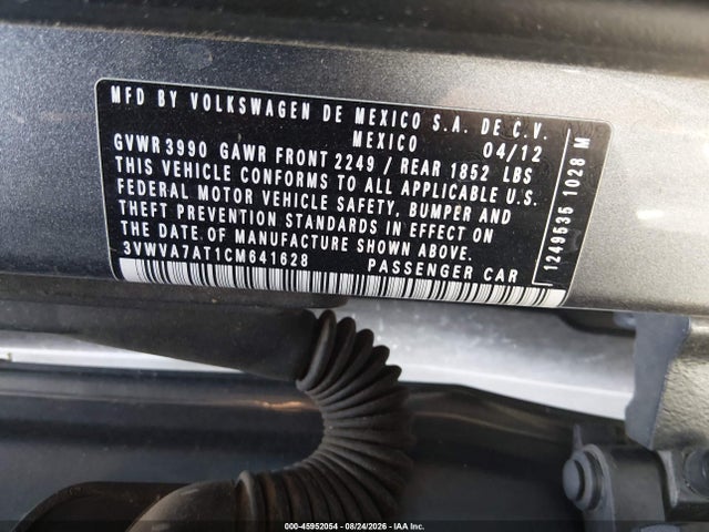 2012 Volkswagen Beetle 2.0t Turbo მანქანა იყიდება აუქციონზე, vin: 3VWVA7AT1CM641628, აუქციონის ნომერი: 45952054