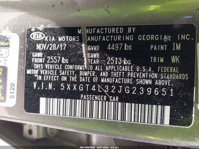 KIA Optima Lx 2018 5XXGT4L32JG239651 Image 9