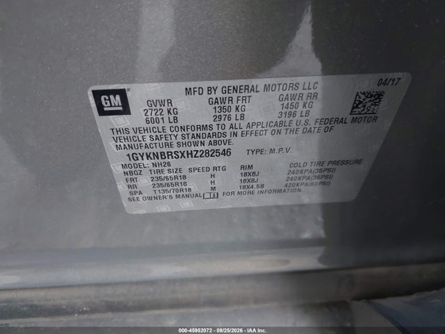 Cadillac XT5 LUXURY 2017 1GYKNBRSXHZ282546 Image 9