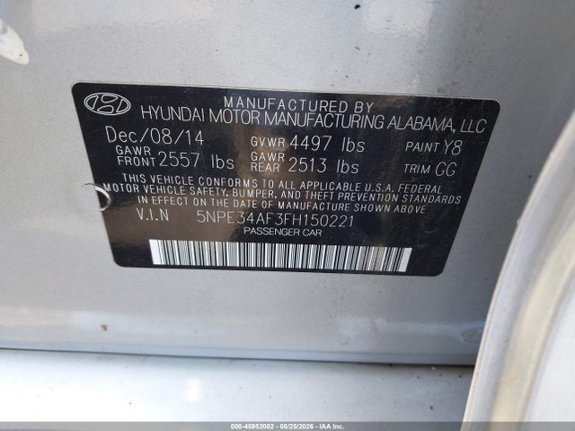 Hyundai Sonata Sport 2015 5NPE34AF3FH150221 Image 9