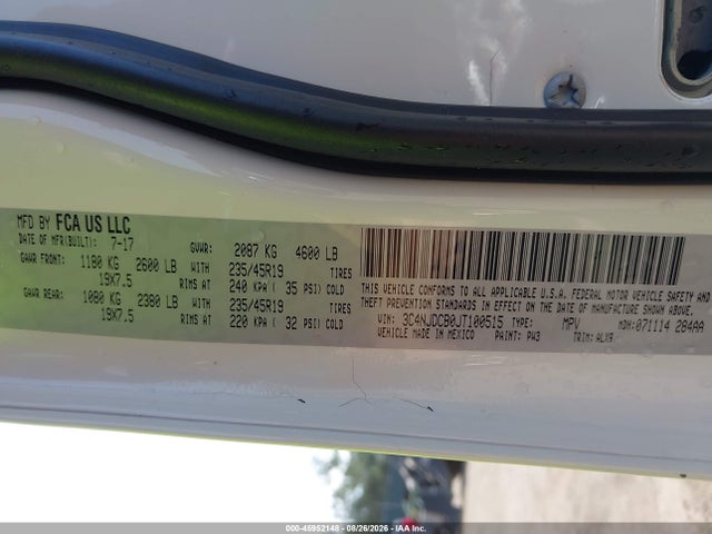 45952148 :رقم المزاد ، 3C4NJDCB0JT100515 vin ، 2018 Jeep Compass Limited 4x4 مزاد بيع