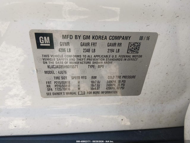 Продаж на аукціоні авто 2017 Buick Encore Preferred, vin: KL4CJASB5HB015571, номер лоту: 45952171