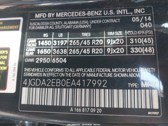 Mercedes-Benz Ml 350 Bluetec 4matic 2014 4JGDA2EB0EA417992 Image 9