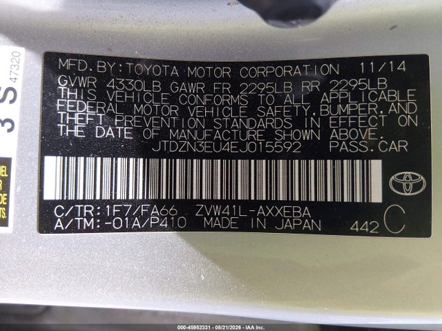 Продаж на аукціоні авто 2014 Toyota Prius V Two, vin: JTDZN3EU4EJ015592, номер лоту: 45952331
