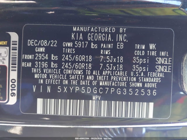 Продаж на аукціоні авто 2023 Kia Telluride Sx X-pro, vin: 5XYP5DGC7PG352536, номер лоту: 45952394