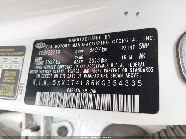 KIA Optima Lx 2019 5XXGT4L36KG354335 Image 9