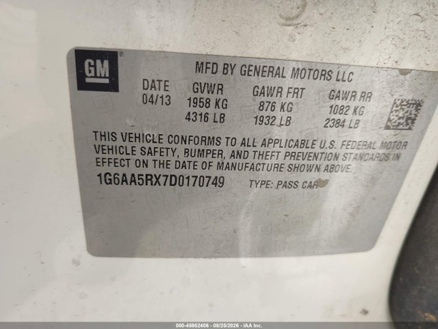 Продаж на аукціоні авто 2013 Cadillac Ats Standard, vin: 1G6AA5RX7D0170749, номер лоту: 45952406