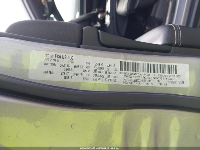 Продаж на аукціоні авто 2016 Jeep Grand Cherokee Limited, vin: 1C4RJEBG8GC329131, номер лоту: 45952459