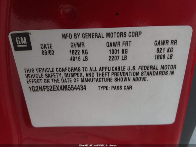 Продажа на аукционе авто 2004 Pontiac Grand Am Se1, vin: 1G2NF52EX4M554434, номер лота: 45952463
