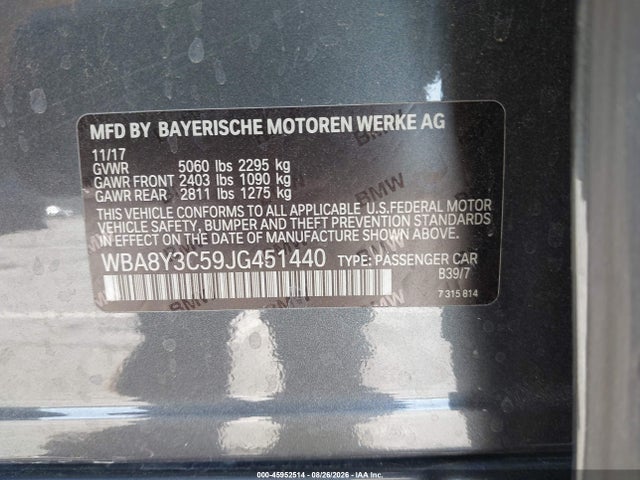 Aukcja sprzedaży 2018 Bmw 340i Gran Turismo Xdrive, vin: WBA8Y3C59JG451440, numer aukcji: 45952514