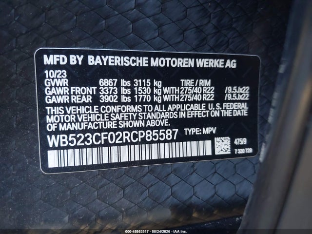 WB523CF02RCP85587 BMW Ix Xdrive50