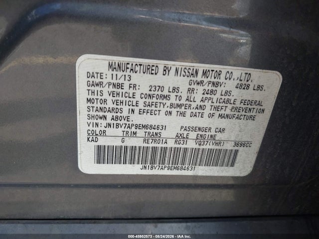 Продажа на аукционе авто 2014 Infiniti Q50 Premium, vin: JN1BV7AP9EM684631, номер лота: 45952573
