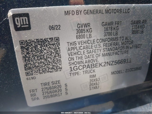 Aukcja sprzedaży 2022 Chevrolet Silverado 1500 2wd  Short Bed Custom, vin: 1GCPABEK2NZ566911, numer aukcji: 45952611