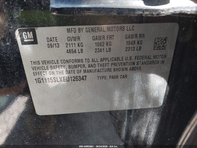 45952661 :رقم المزاد ، 1G1115SLXEU126347 vin ، 2014 Chevrolet Impala 1lt مزاد بيع