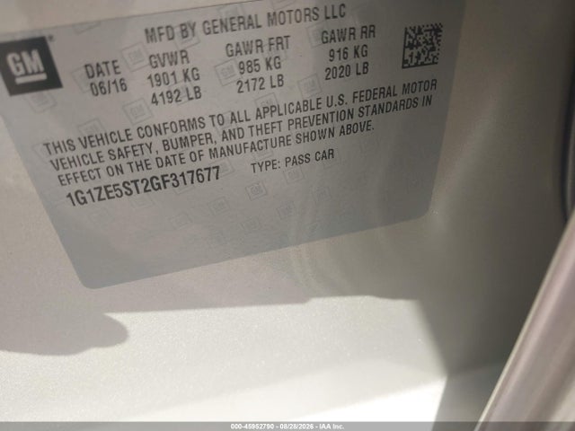 Aukcja sprzedaży 2016 Chevrolet Malibu 1lt, vin: 1G1ZE5ST2GF317677, numer aukcji: 45952790