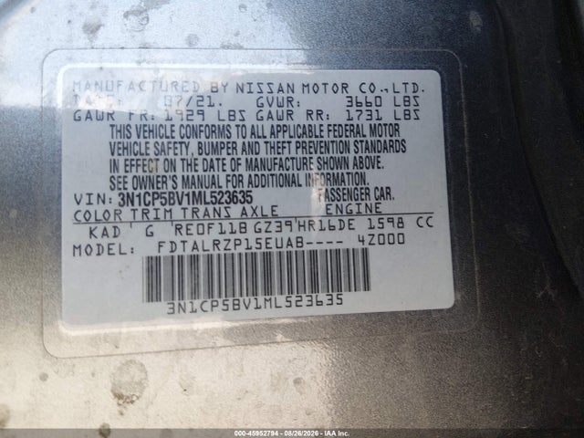 Nissan Kicks S Xtronic Cvt 2021 3N1CP5BV1ML523635 Image 9