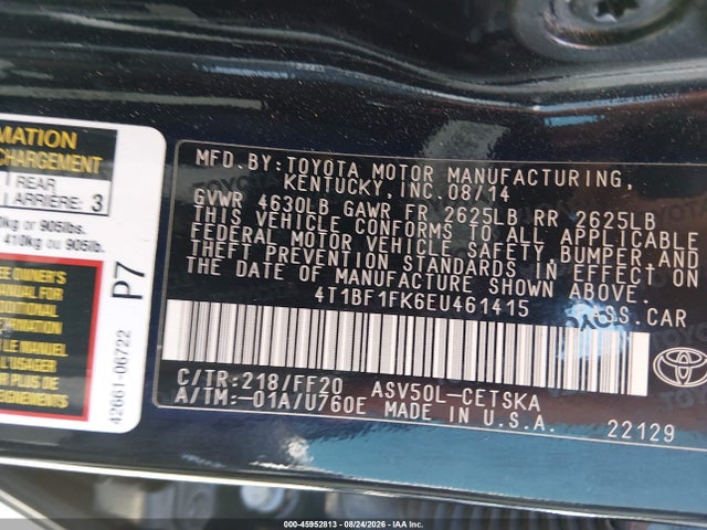 Toyota CAMRY SE 2014 4T1BF1FK6EU461415 Image 9