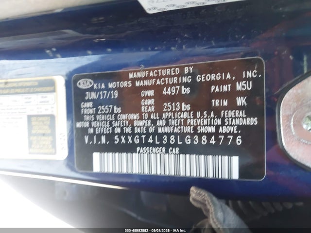 Aukcja sprzedaży 2020 Kia Optima Lx, vin: 5XXGT4L38LG384776, numer aukcji: 45952852
